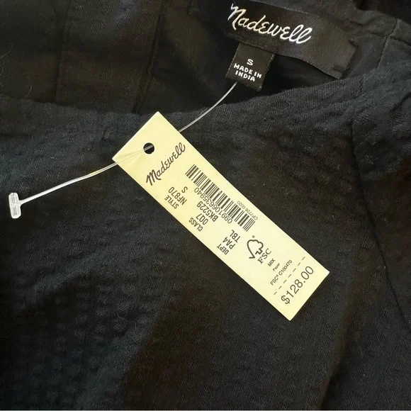 NWT Madewell Seersucker Puff Sleeve Cutout Mini Dress - Size S - Picture 10 of 10